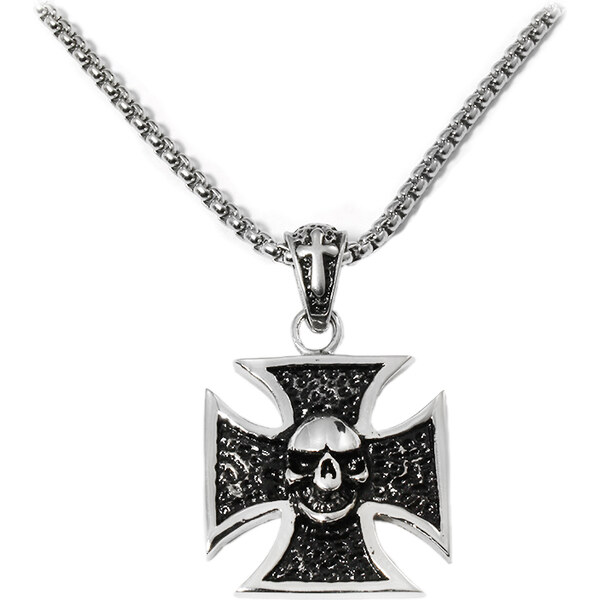 BEMI Design Náhrdelník keltský kríž s lebkou z chirurgickej ocele 10399865
