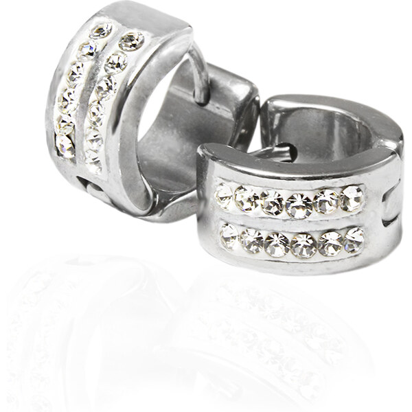 BM Jewellery Náušnice krúžky so zirkónmi S982030 15617495