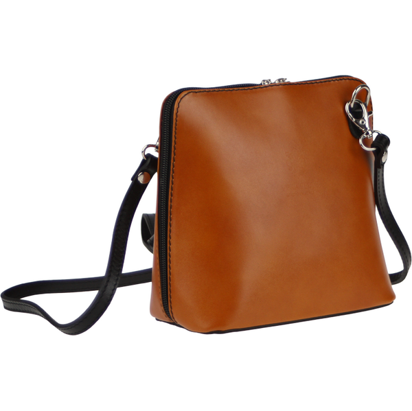 Camel kožená talianska crossbody kabelka Grana Camel Nera NovaKabelka 65826255