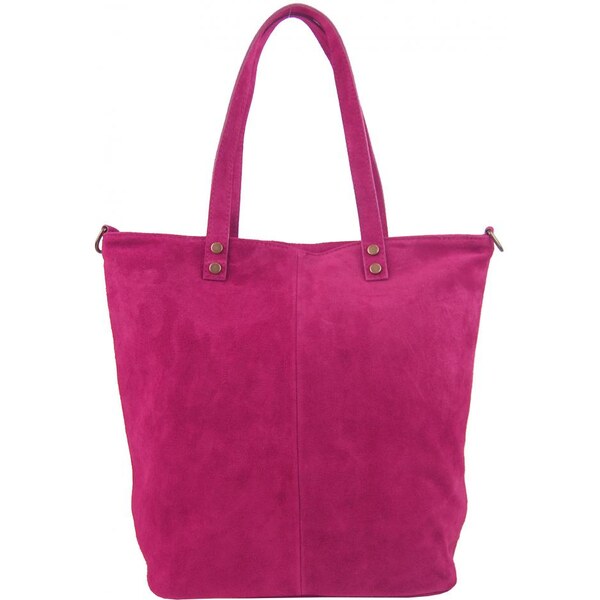 BORSE IN PELLE Kožená veľká fuchsiová brúsená praktická dámska kabelka 47545718