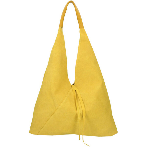 BORSE IN PELLE Kožená veľká dámska kabelka Alma žltá 15660927