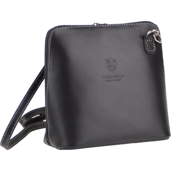 Čierna kožená talianska crossbody kabelka Grana Grigia Nera 15667477