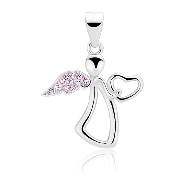 Olivie Strieborný prívesok ANJEL s ružovým krídlom 7047 35987470