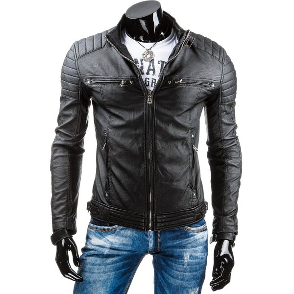 Buďchlap Zaujímavá koženková čierna bunda 46472365