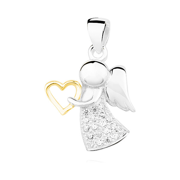 Olivie Strieborný prívesok ANJEL se zlatým srdíčkem 3652 16605121