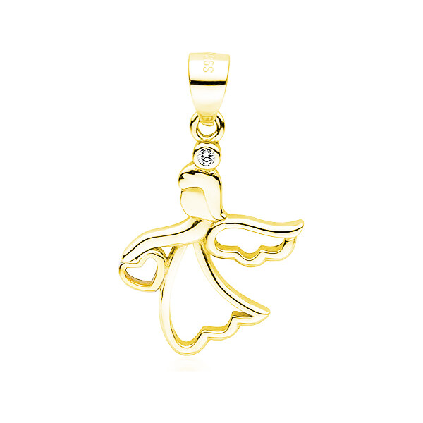 Olivie Strieborný prívesok ZLATÝ ANJEL so srdiečkom 3661 16605129