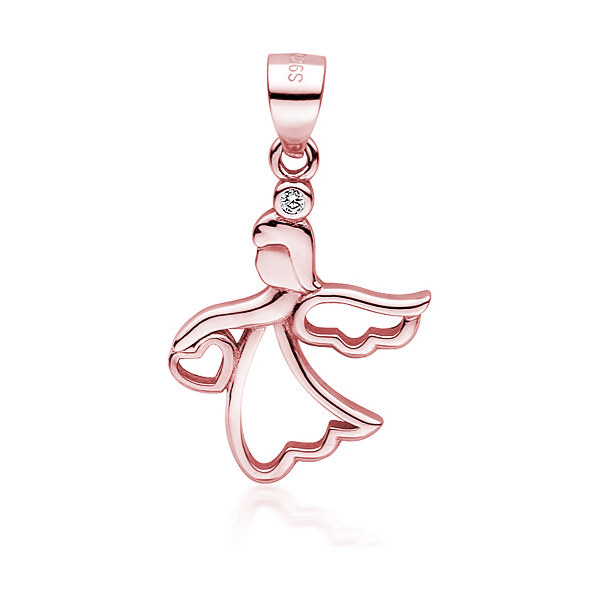 Olivie Strieborný prívesok RUŽOVÝ ANJEL so srdiečkom 3662 16605130