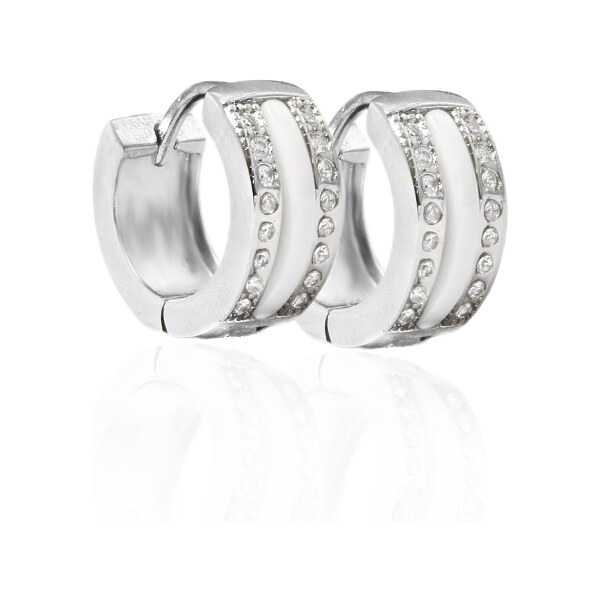 BM Jewellery Náušnice krúžky so zirkónmi S998190 16099619