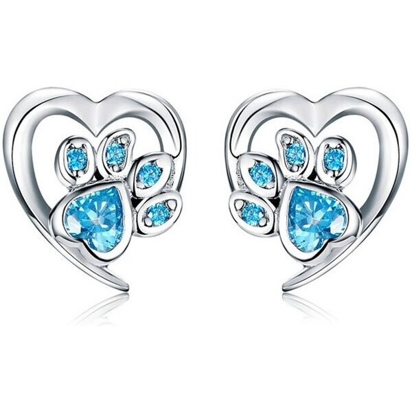 Emporial strieborné kôstkové náušnice Packa labka modré SCE654 28014184