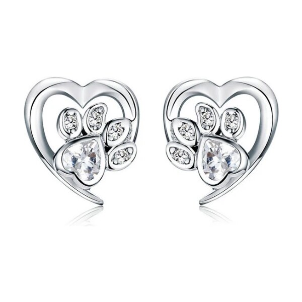 Emporial strieborné kôstkové náušnice Packa labka číre SCE654-WH 27929440