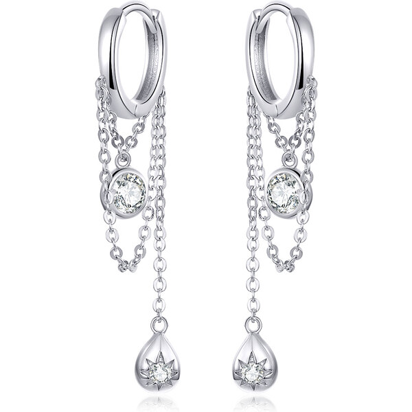 Emporial strieborné dlhé náušnice Princezniny retiazky SCE638 28016037