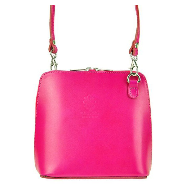 Diva Kožená malá dámska crossbody kabelka tmavo ružová 11910769