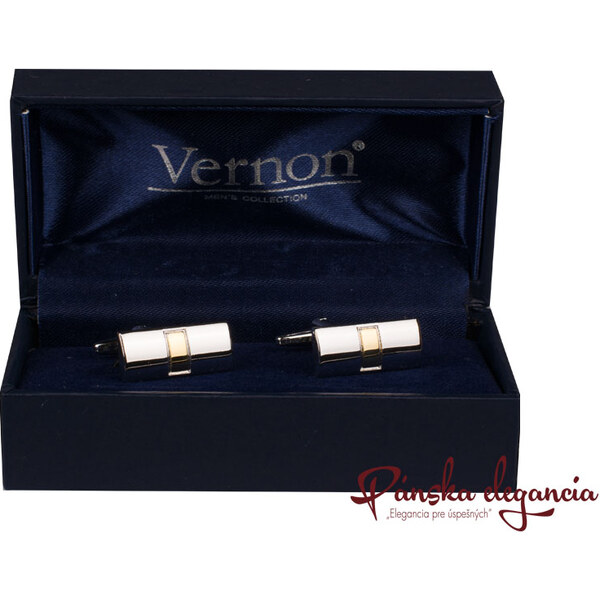 Vernon 30042-305 Strieborné, lesklé manžetové gombíky so zlatým 1981869