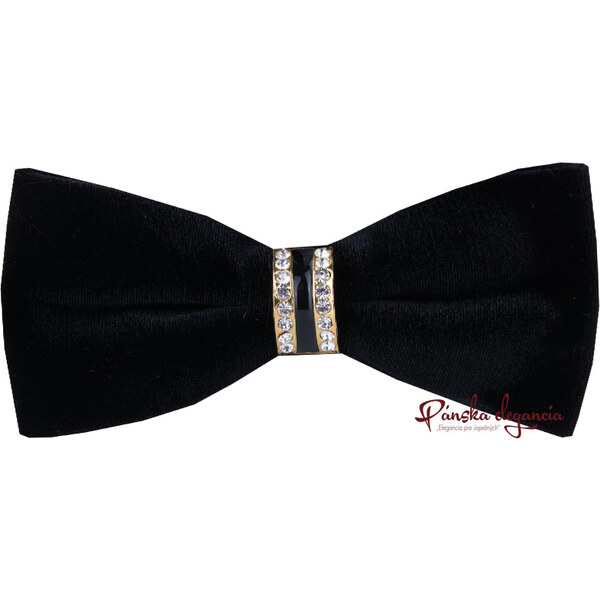 Čierny zamatový motýlik so stredovou sponou. 56506245