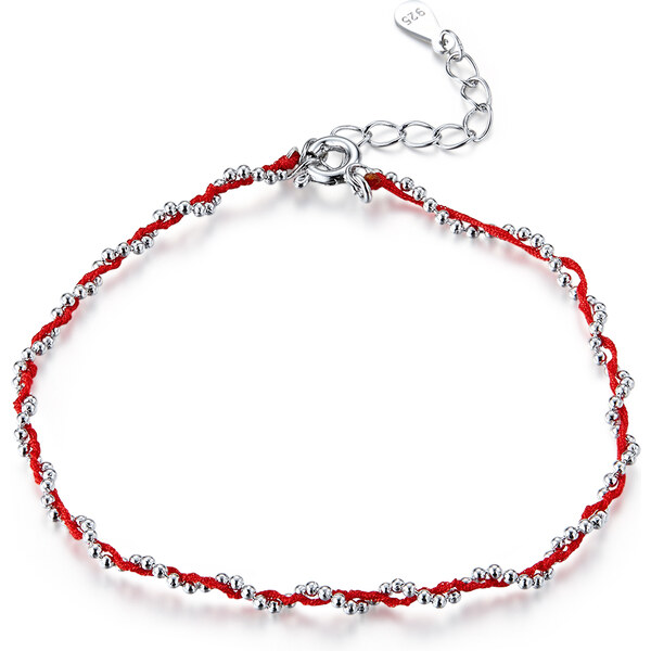 Emporial strieborný náramok Zapletené korálky červený SCB173-RD 24621523