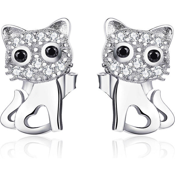 Emporial strieborné kôstkové náušnice Milovaná mačka SCE797 28013775