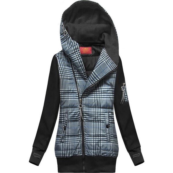 LHD Tmavomodro-čierna mikina z rôznych lepených materiálov (AMG-611A) 66086023