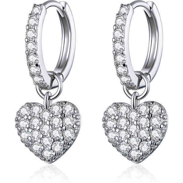 Emporial strieborné náušnice Trblietavé srdcia SCE821 28183412