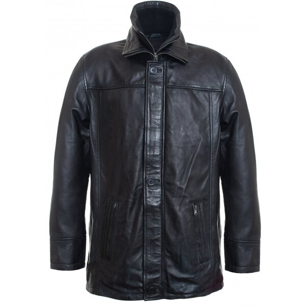 MAX Pánska kožená bunda P-22 čierna 16123892