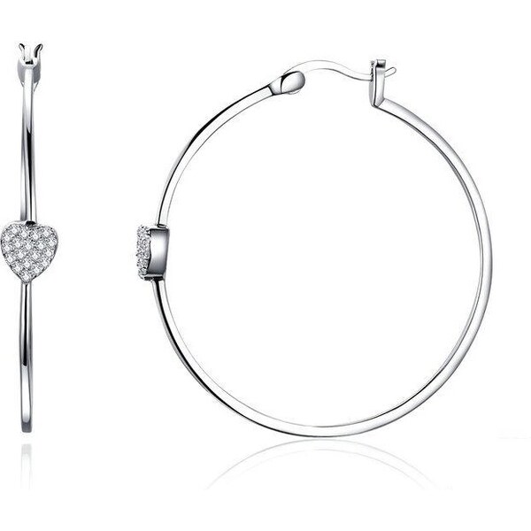 Emporial strieborné kruhové náušnice Trblietavé srdcia SCE518 28183253