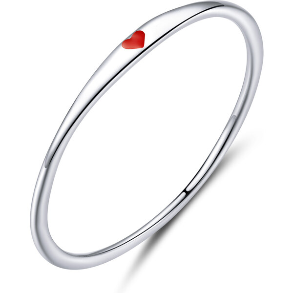 Emporial strieborný prsten Minimalistické červené srdce 28682770