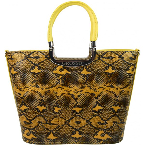 Horčicovo žltá hadia matná kabelka do ruky S7 GROSSO 16184312