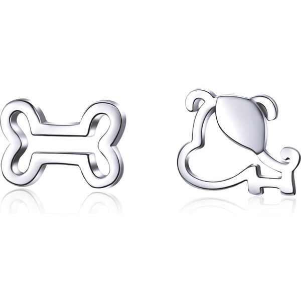 Emporial strieborné peckové náušnice Pejsek a kostička SCE649 28285955