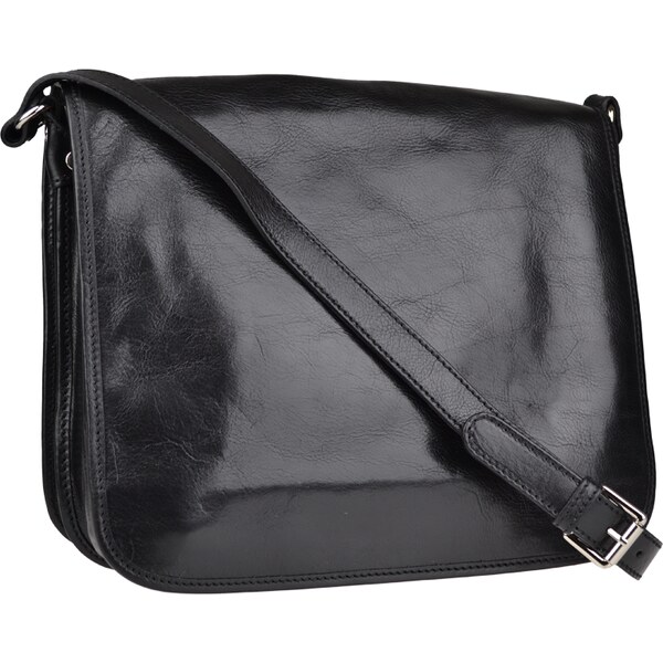 Čierna kožená talianska crossbody kabelka Gaspare Nero NovaKabelka.sk 381990