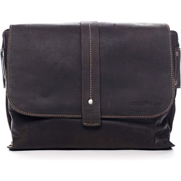 Pánska kožená taška tmavohnedá - Greenwood Skillet hnedá 60536588