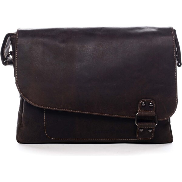 Pánska kožená taška tmavohnedá - Greenwood Doule hnedá 58493710