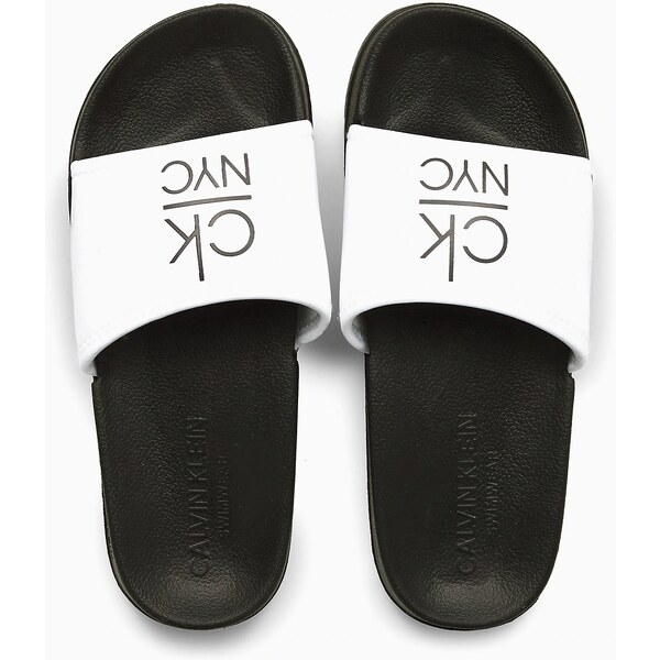 Šľapky KW0KW01054-YCD čiernobiela - Calvin Klein 17088241