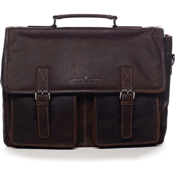 Pánska kožená taška tmavo hnedá - Greenwood Louney hnedá 57819945