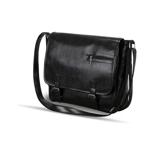 Taška - laptop pánska Solier z eko kože, čierna 57493353