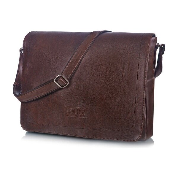 Taška - pánska na rameno Solier z eko kože, vintage hnedá 57493357