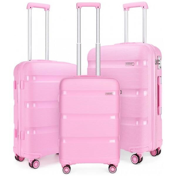 Set kufrov - KONO pastelový praktický na cesty, ružový 60862311