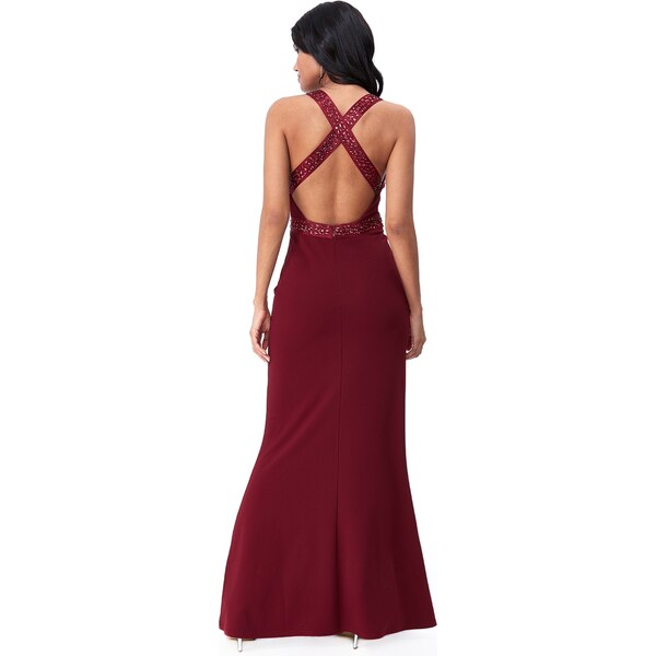 miadresses.sk Bordové spoločenské priliehavé šaty s kamienkami 14151309