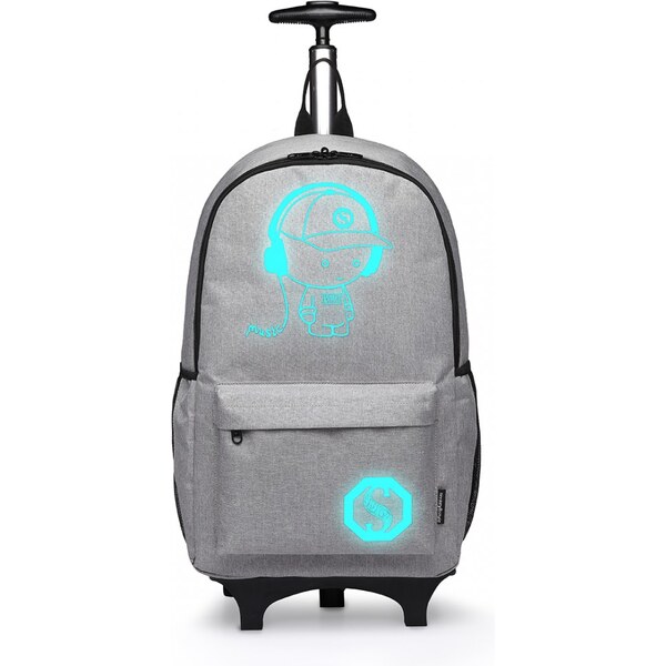 KONO Variabilný batoh na kolieskach E6877 sivý 24l 66131094