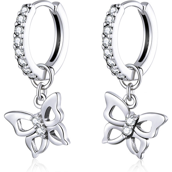 Emporial strieborné náušnice Poletujúce motýliky SCE833 28150846