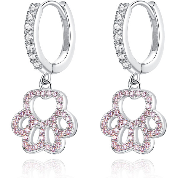 Emporial strieborné náušnice Milovaná ružová packa labka SCE771 28186841