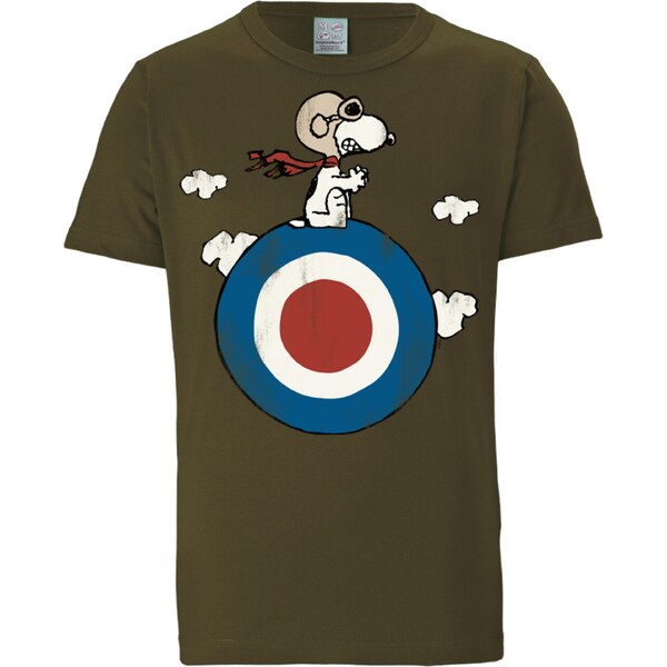 LOGOSHIRT Tričko Peanuts - Snoopy Pilot modrá / olivová / červená / 54220907