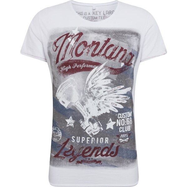 Key Largo Tričko MONTANA sivá / vínovo červená / biela 54222018