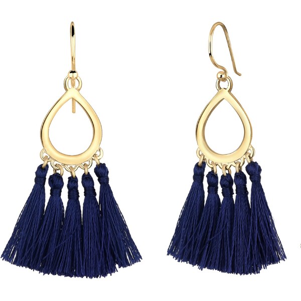 ELLI Náušnice Boho tmavomodrá / zlatá 54221785