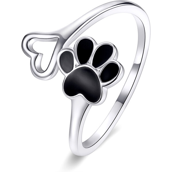 Emporial strieborný nastaviteľný prsteň Milovaná packa labka 28893949