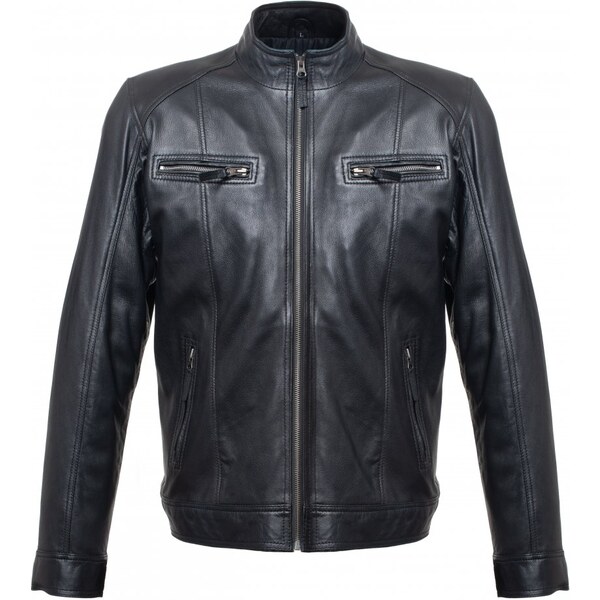 MAX Pánska kožená bunda Rock čierna 16982348