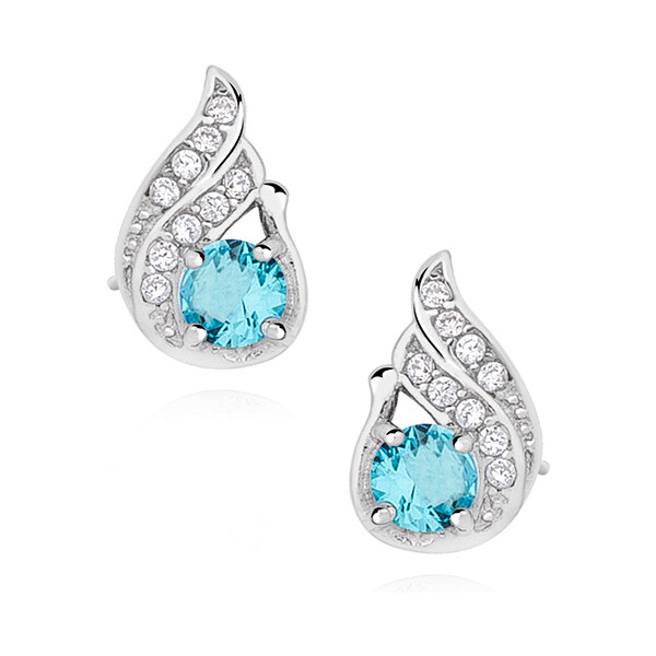 Olivie Strieborné náušnice s akvamarínovým zirkónom 3974 29294633