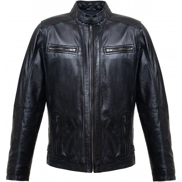 MAX Pánska kožená bunda 4073 čierna 17065207