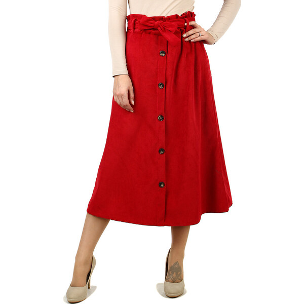 Glara Dámska manšestrová midi sukňa 19154159