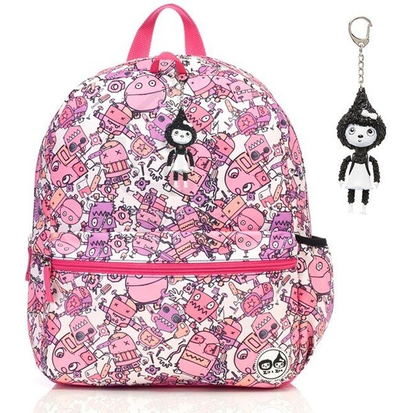 Babymel Detský batoh ZIP a ZOE Junior - Robot Pink 46770830