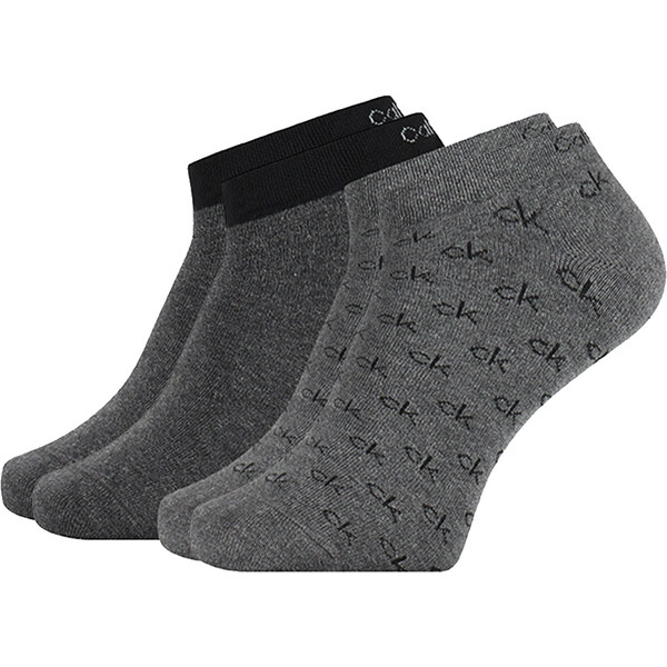CALVIN KLEIN - 2PACK členkové ponožky gray s logom CK 17268957