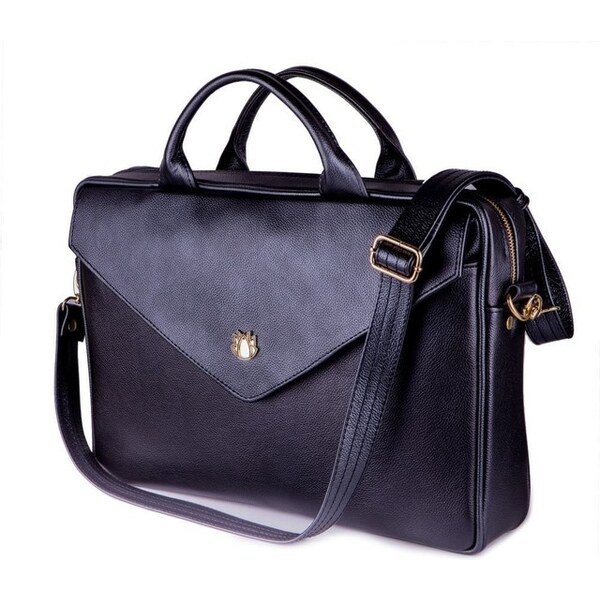 SOLIER Taška - Positano kožená dámska do práce, čierna 58008420